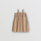 Burberry Burberry Childrens Smocked Icon Stripe Cotton Dress, Size: 18m, Archive Beige