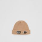 Burberry Burberry Logo Graphic Rib Knit Wool Beanie, Beige