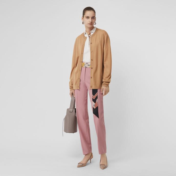 Burberry Burberry Rib Knit Cashmere Cardigan, Size: L, Brown
