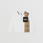 Burberry Burberry Childrens Long-sleeve Vintage Check Panel Cotton Polo Shirt, Size: 10y