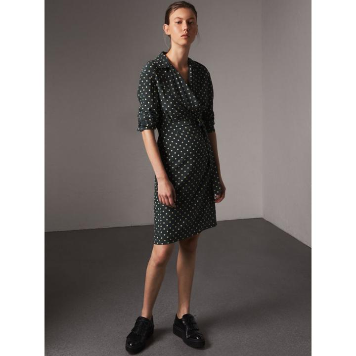 Burberry Burberry Polka-dot Silk Wrap Dress, Size: 04