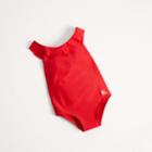 Burberry Burberry Ruffle Detail One-piece Swimsuit, Size: 12y, Red
