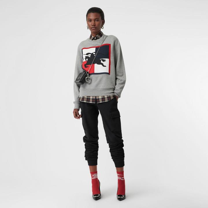 Burberry Burberry Chequer Ekd Cotton Sweatshirt, Size: M, Grey