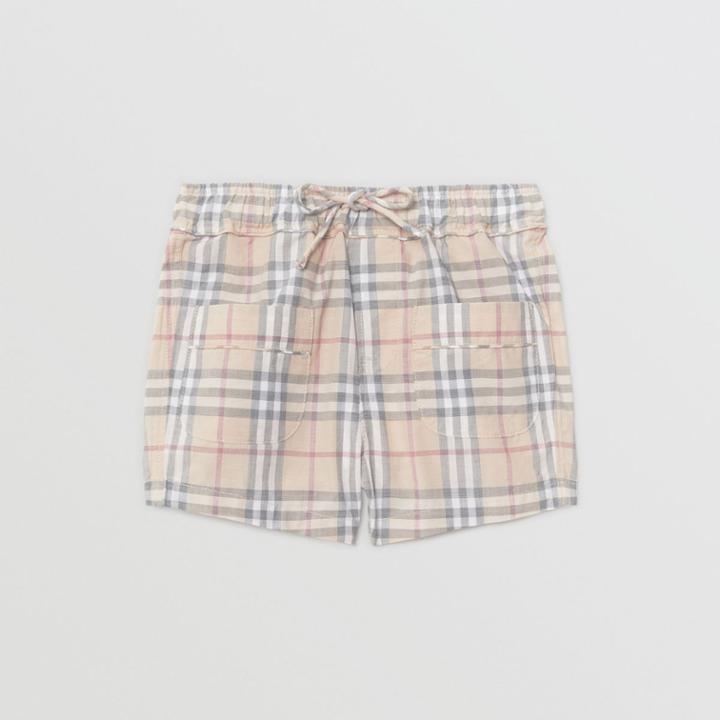 Burberry Burberry Childrens Check Cotton Shorts, Size: 3m, Pale Stone