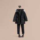Burberry Burberry Fur-trimmed Down-filled Hooded Puffer Coat, Size: 14y, Black