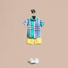 Burberry Burberry Short-sleeved Contrast Check Cotton Shirt, Size: 14y, Green