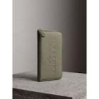 Burberry Burberry Embossed Grainy Leather Ziparound Wallet, Green