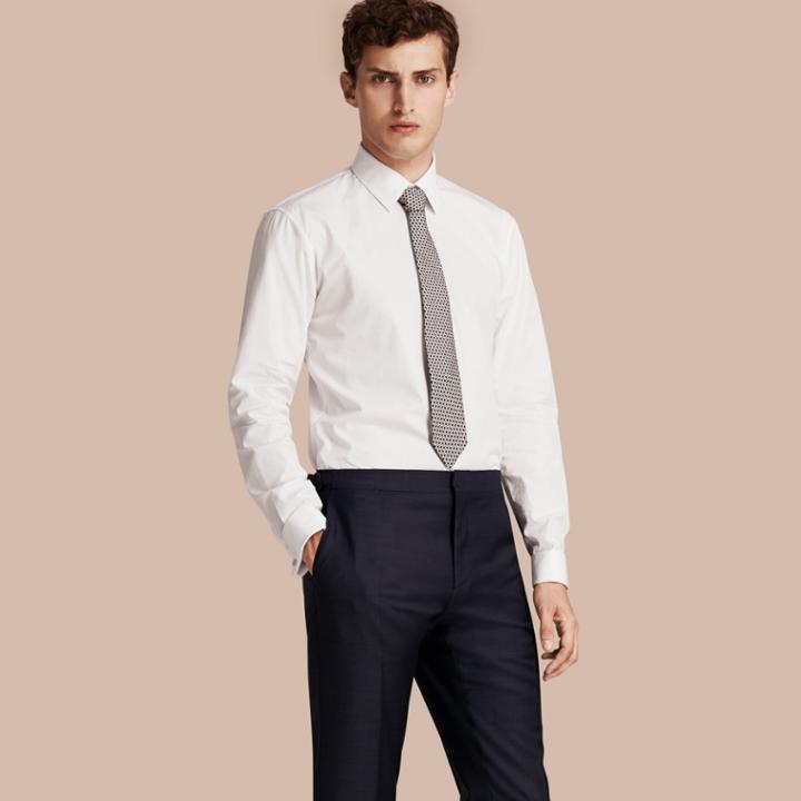 Burberry Burberry Modern Fit Double-cuff Cotton Poplin Shirt, Size: 16.5, White