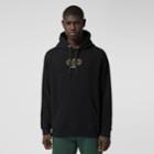 Burberry Burberry Embroidered Globe Graphic Cotton Hoodie, Size: S, Black