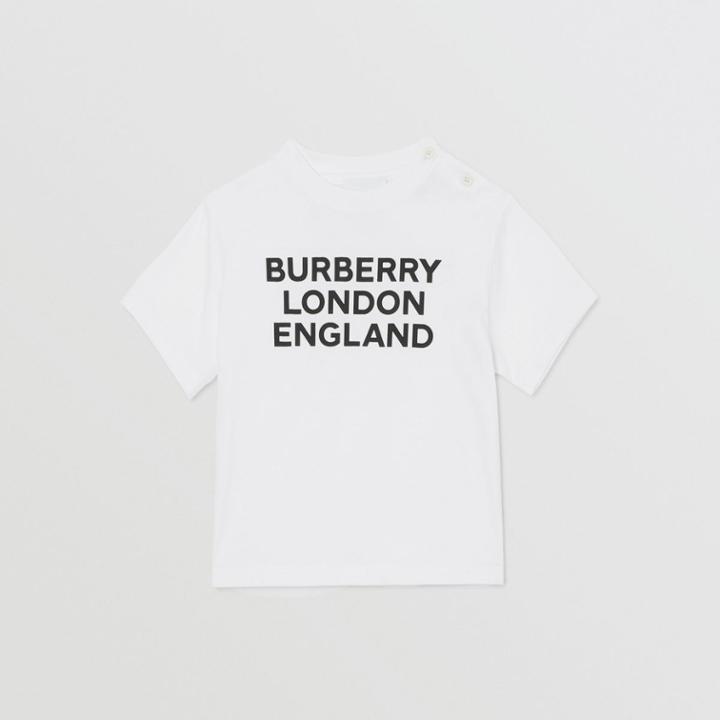 Burberry Burberry Childrens Logo Print Cotton T-shirt, Size: 18m, White