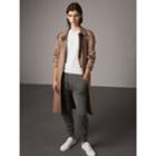 Burberry Burberry Check Detail Wool Cashmere Sweatpants, Grey