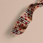 Burberry Burberry The Classic Cashmere Scarf In Check And Hearts, Red