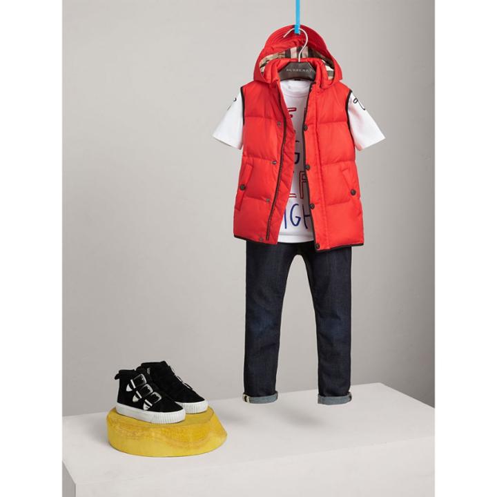 Burberry Burberry Down-filled Hooded Gilet, Size: 14y, Orange