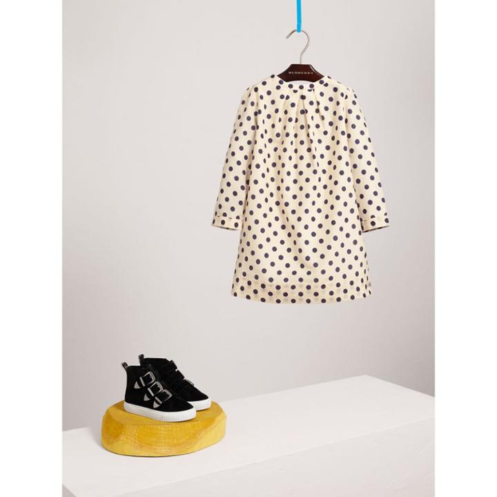 Burberry Burberry Spot Print Cotton Silk A-line Dress, Size: 14y