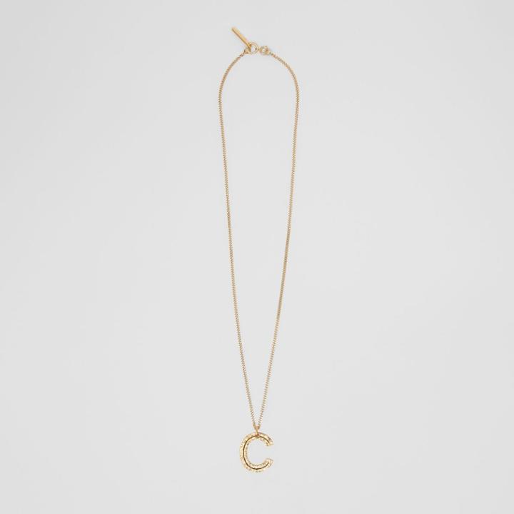 Burberry Burberry 'c' Alphabet Charm Gold-plated Necklace, Yellow