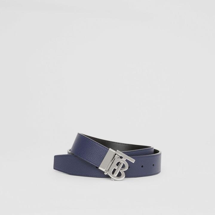 Burberry Burberry Reversible Monogram Motif Leather Belt, Size: 85, Blue
