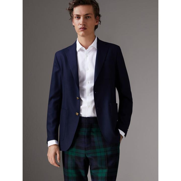 Burberry Burberry Slim Fit Wool Hopsack Tailored Jacket, Size: 52r, Blue
