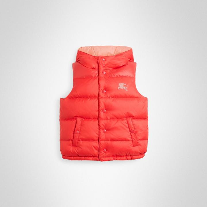 Burberry Burberry Childrens Reversible Showerproof Down-filled Hooded Gilet, Size: 14y, Pink