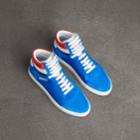 Burberry Burberry Leather And Suede High-top Sneakers, Size: 41, Blue