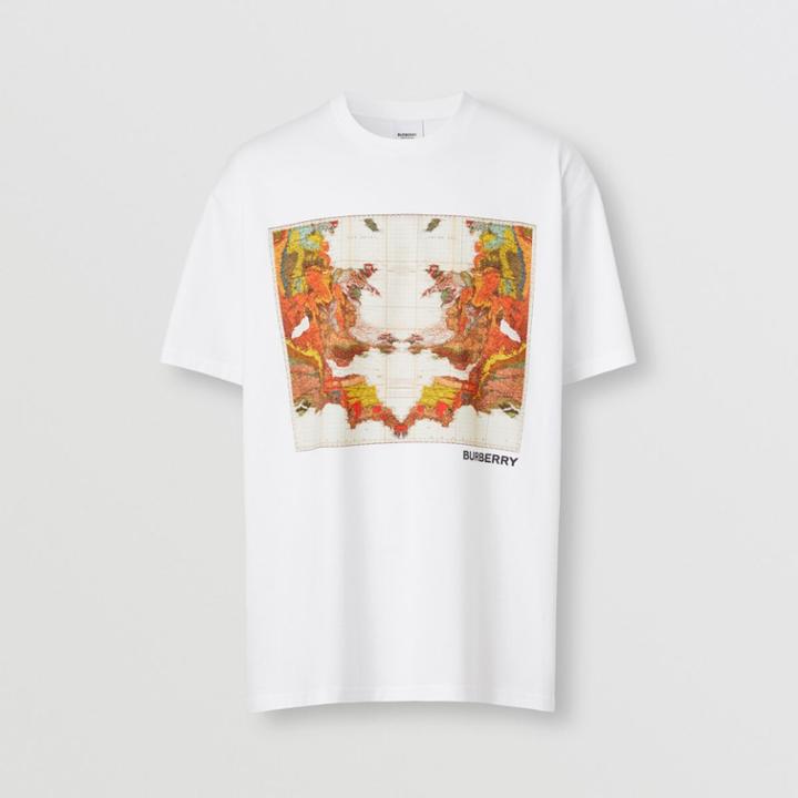 Burberry Burberry Map Print Cotton Oversized T-shirt, Size: L