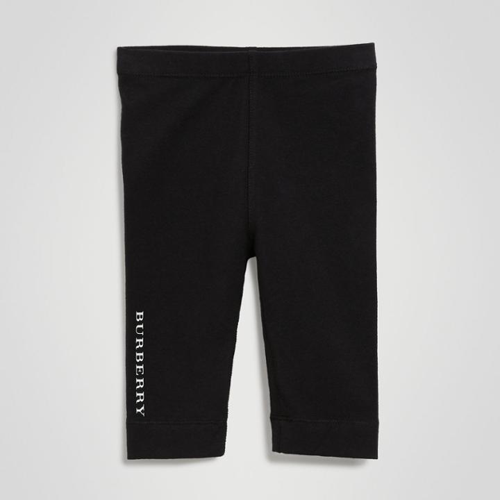 Burberry Burberry Childrens Logo Detail Stretch Cotton Leggings, Size: 12m, Black