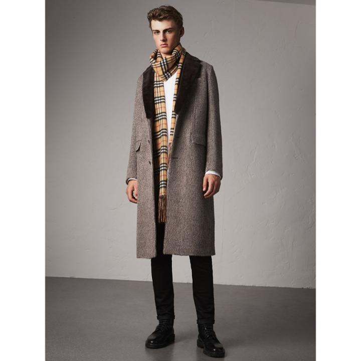 Burberry Burberry Detachable Mink Collar Alpaca Wool Tailored Coat, Size: 36, Brown