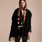 Burberry Burberry Check Lined Wool Cashmere Stole, Brown