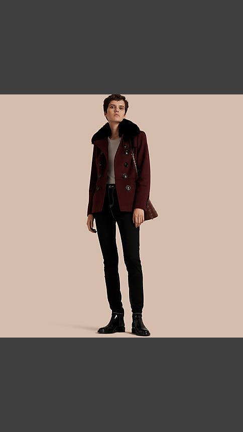 Burberry Double-breasted Wool Cashmere Fur Collar Coat