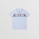 Burberry Burberry Childrens Check Panel Cotton Polo Shirt, Size: 14y, Blue