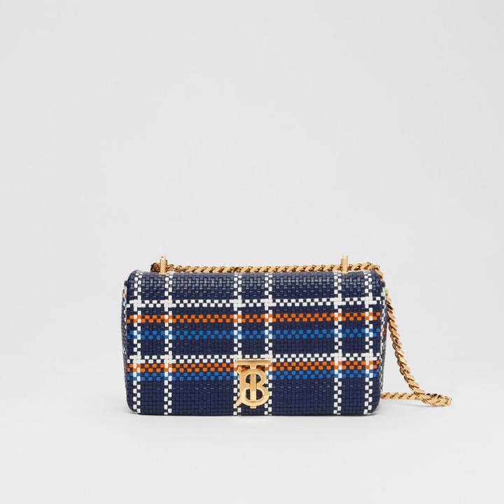 Burberry Burberry Small Latticed Leather Lola Bag, Blue
