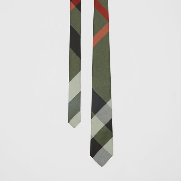 Burberry Burberry Modern Cut Oversized Check Silk Tie, Green