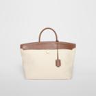 Burberry Burberry Cotton Canvas And Leather Society Top Handle Bag, Brown
