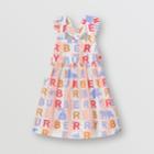 Burberry Burberry Childrens Ruffle Detail Logo Print Cotton Silk Dress, Size: 18m, Pink