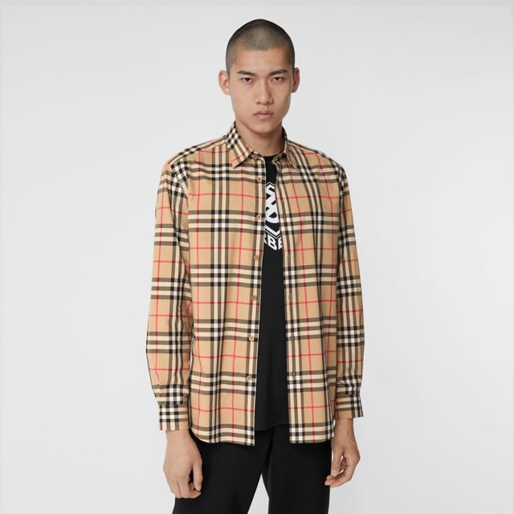 Burberry Burberry Check Cotton Poplin Shirt, Beige