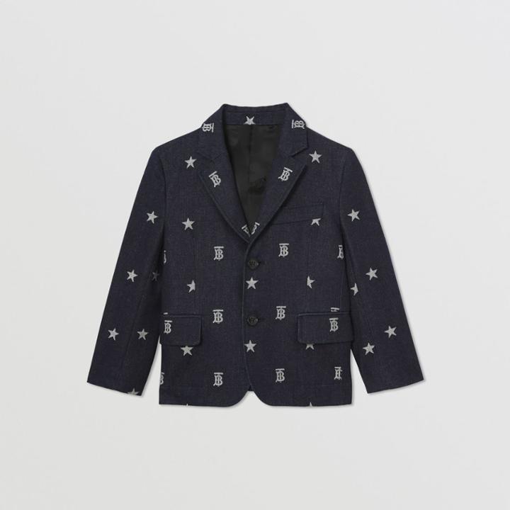 Burberry Burberry Childrens Star And Monogram Motif Denim Jacquard Blazer, Size: 10y