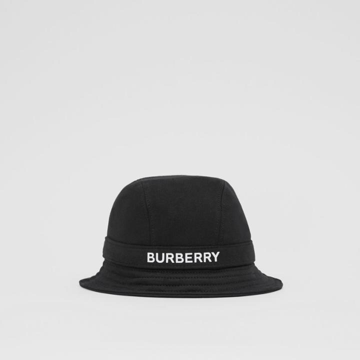 Burberry Burberry Logo Print Cotton Jersey Bucket Hat, Black