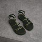 Burberry Burberry Riveted Leather Gladiator Sandals, Size: 38, Green