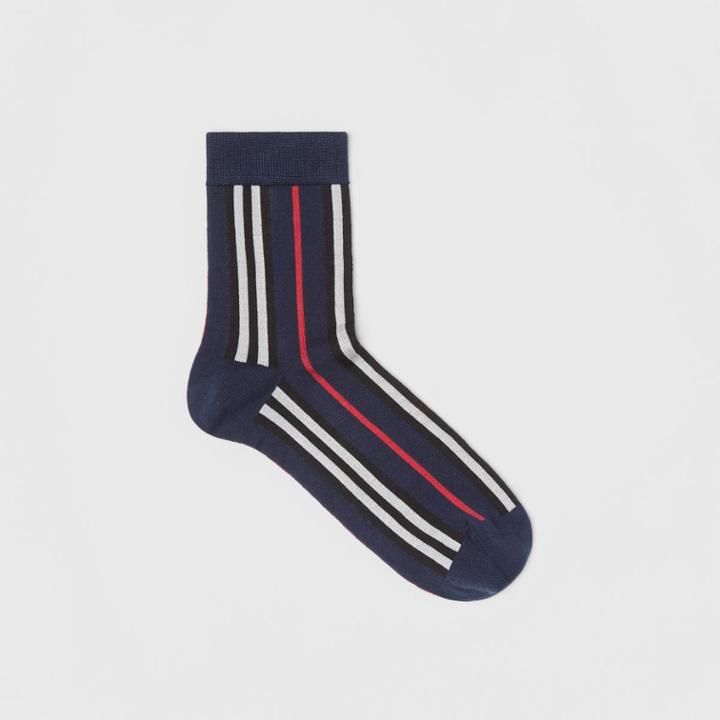 Burberry Burberry Icon Stripe Intarsia Ankle Socks, Blue