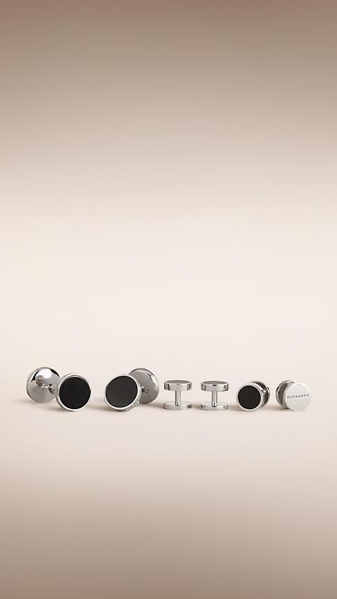 Burberry Enamel Chainlink Cufflinks And Shirt Stud Set