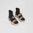 Burberry Burberry Childrens Buckled Strap Stretch Knit Sock Sneakers, Size: 27