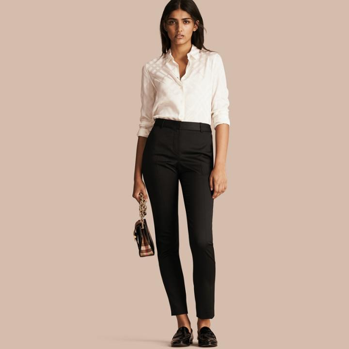 Burberry Burberry Wool Blend Tailored Trousers, Size: 4r, Black