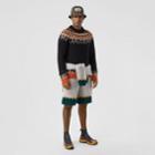 Burberry Burberry Embellished Fair Isle Wool Sweater, Black
