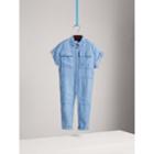 Burberry Burberry Short-sleeve Chambray Jumpsuit, Size: 8y, Blue