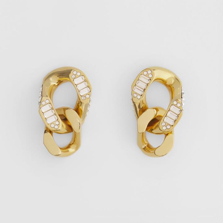 Burberry Burberry Crystal Detail Gold-plated Chain-link Earrings
