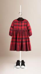 Burberry Burberry Childrens Check Cotton Dress With Bow Detail, Size: 8y, Red