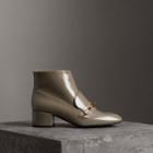 Burberry Burberry Link Detail Patent Leather Ankle Boots, Size: 35, Grey