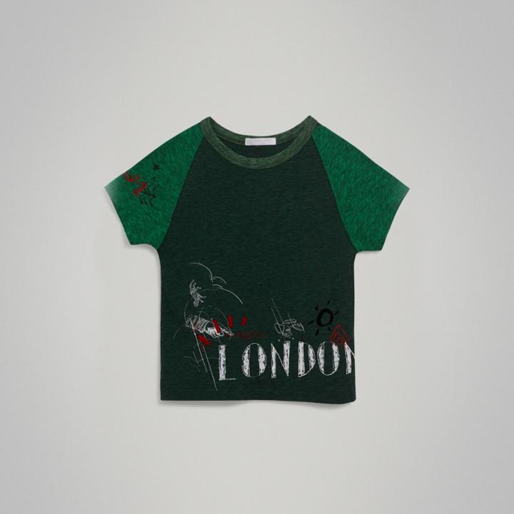 Burberry Burberry Raglan-sleeve Adventure Motif Cotton Blend T-shirt, Size: 6y