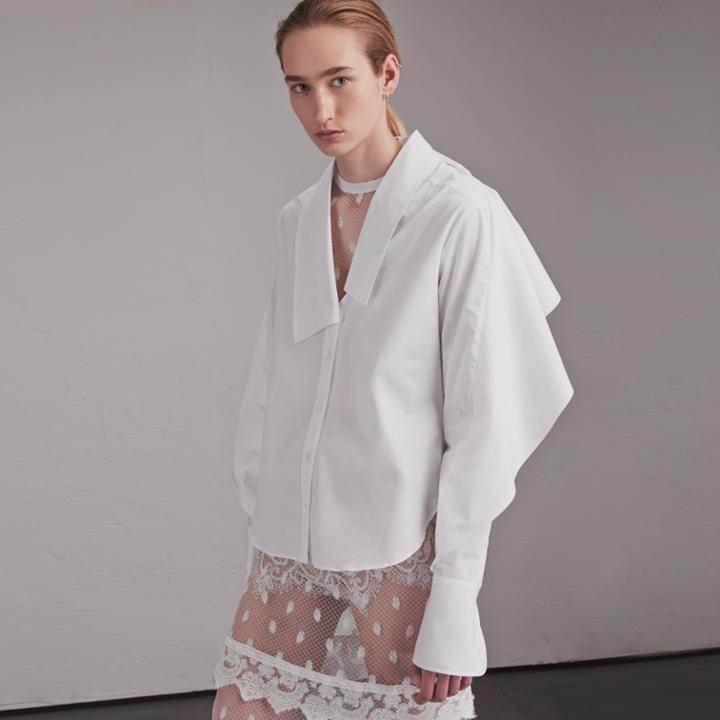 Burberry Burberry Sculptural Stretch Cotton Shirt, Size: 06, White