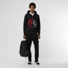 Burberry Burberry Contrast Crest Cotton Hooded Top, Size: L, Black