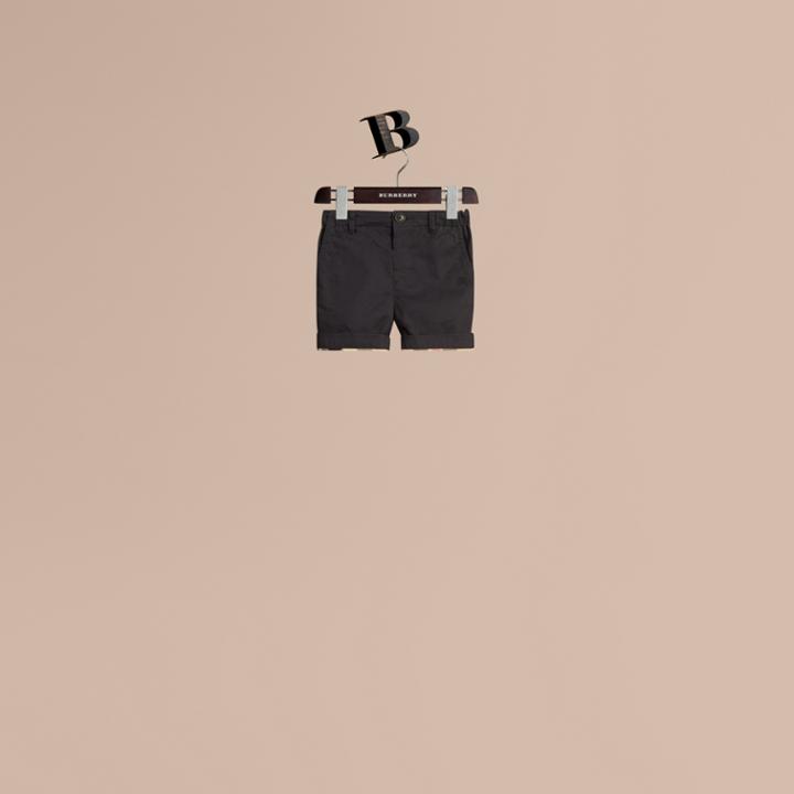 Burberry Burberry Check Detail Cotton Chino Shorts, Size: 9m, Blue